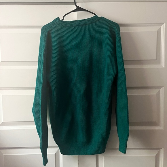 Vintage 100% Wool Yves Saint Laurent Turquoise Pullover Sweater - Picture 4 of 7